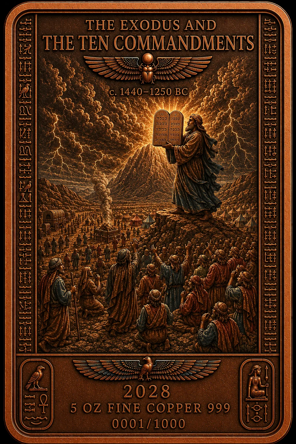 The Exodus and the Ten Commandments 5 oz copper bar