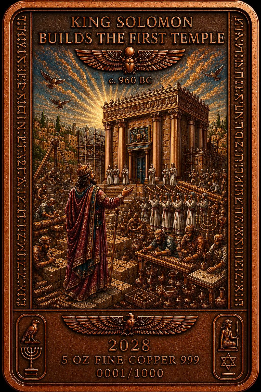 King Solomon Builds the First Temple 5 oz copper bar