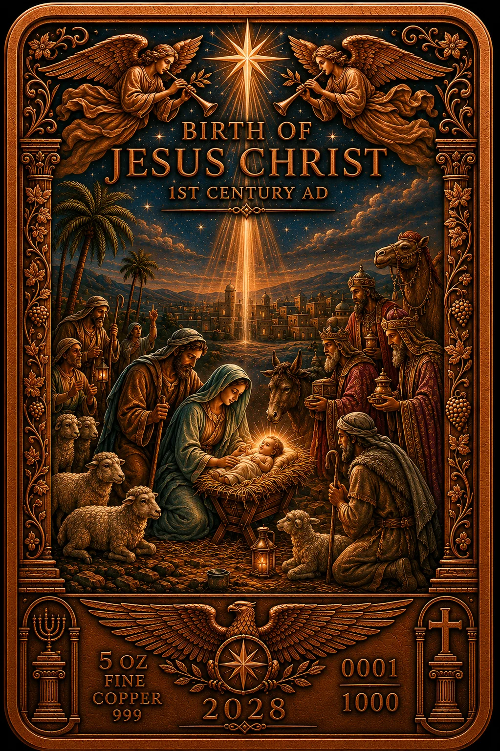 Birth of Jesus Christ 5 oz copper bar