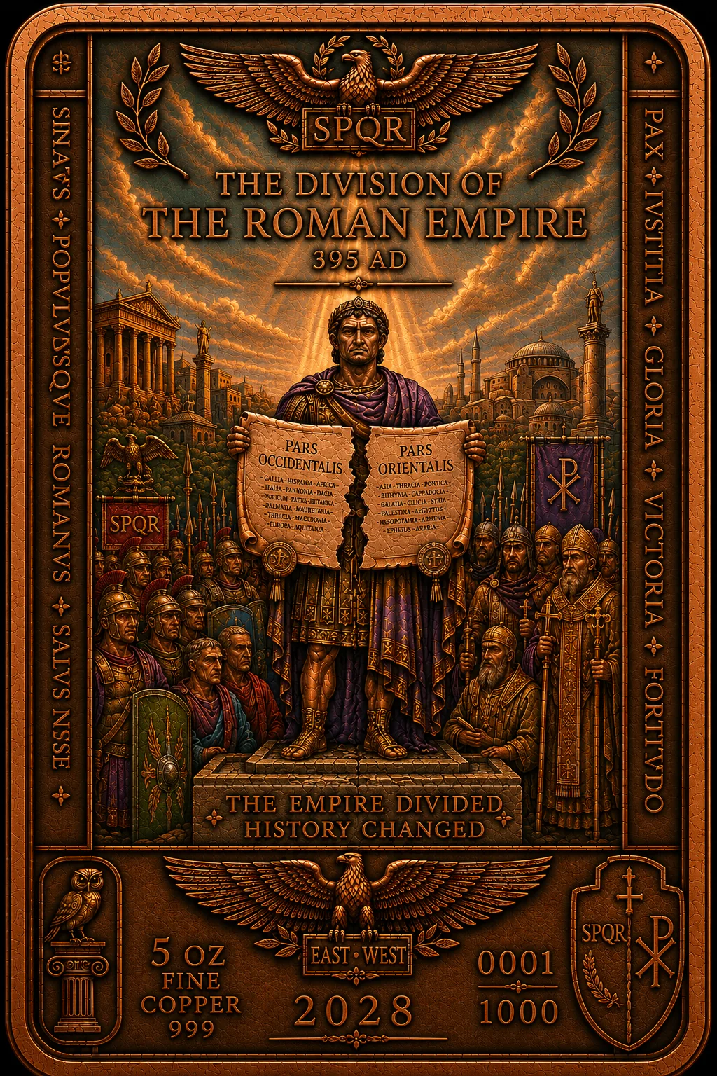 The Division of the Roman Empire 5 oz copper bar