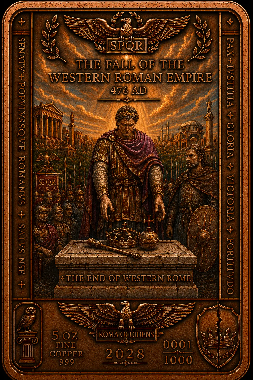 The Fall of the Western Roman Empire 5 oz copper bar